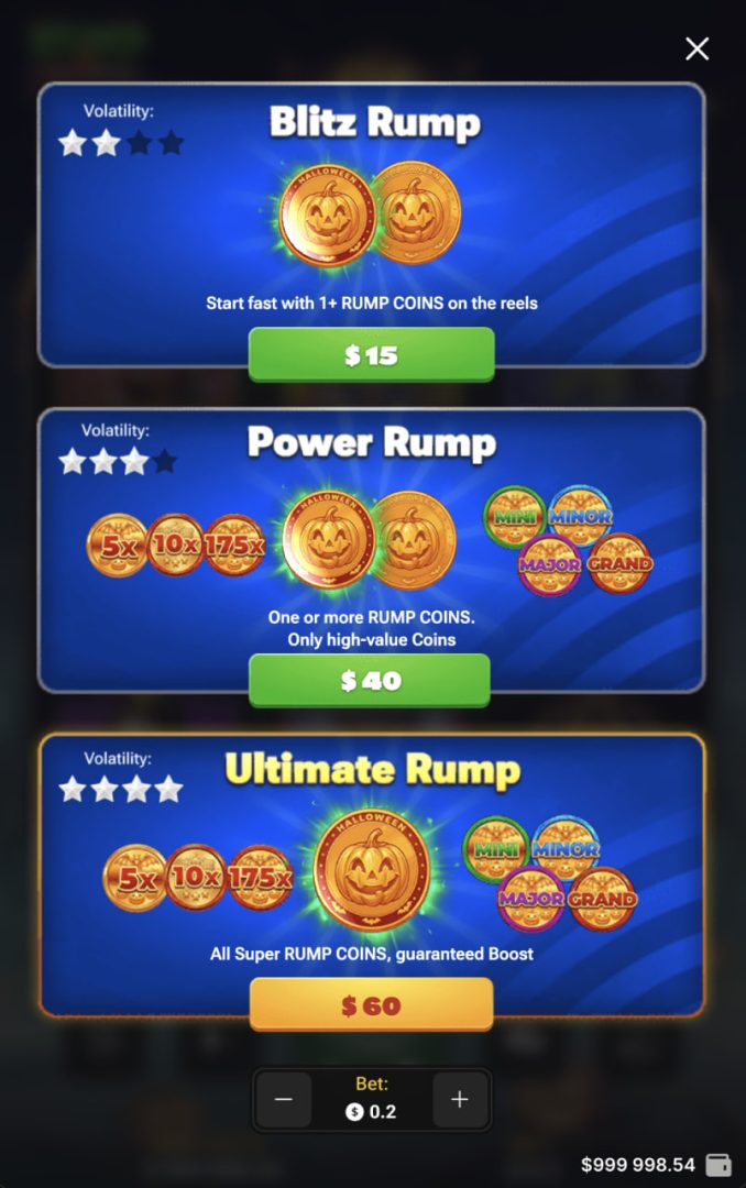Warianty Buy Bonus Rump & Halloween w pionowym widoku smartfona