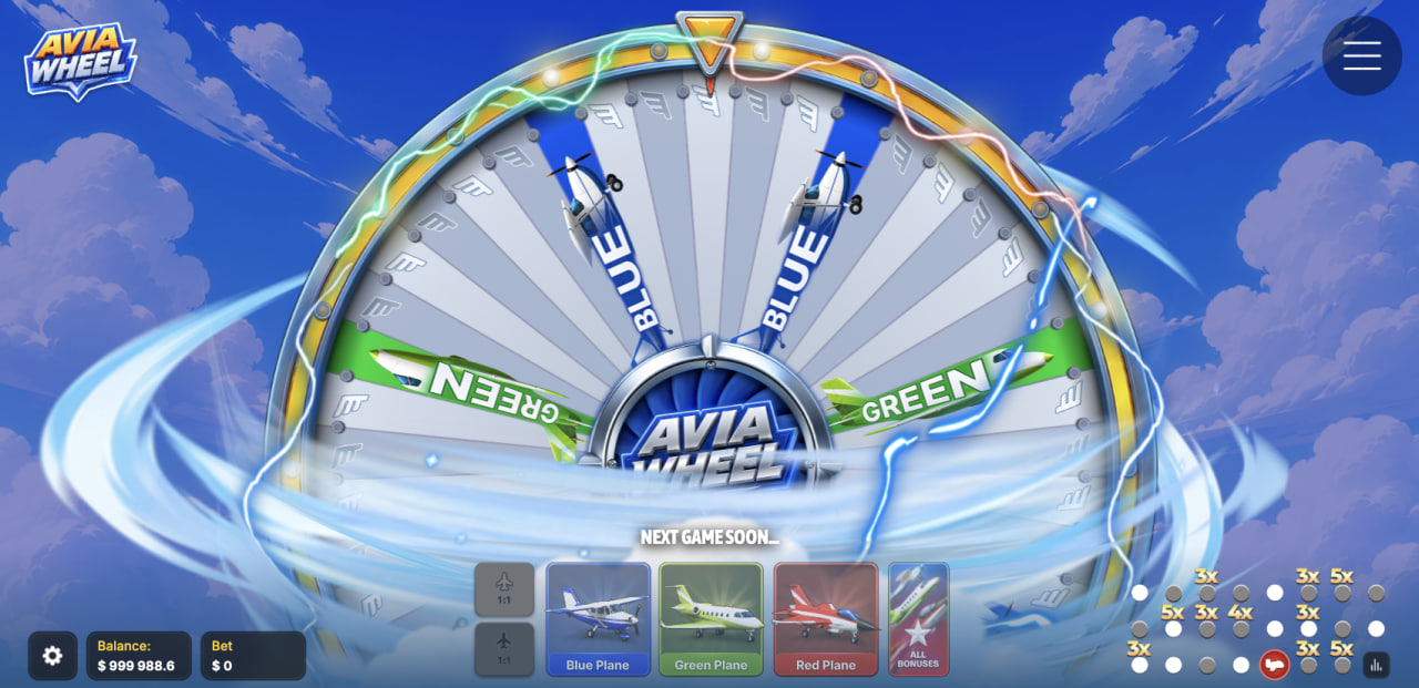 Avia Wheel – gra, hazard, bonus i opinia: koło przed obrotem z kartami samolotów